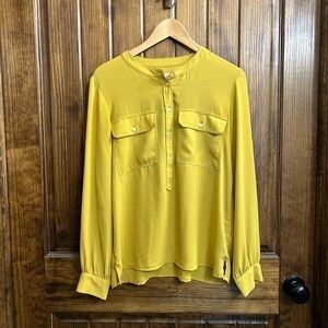 Loft mustard color poly-blend top, Sz M